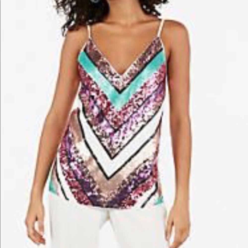Express sequin spaghetti strap